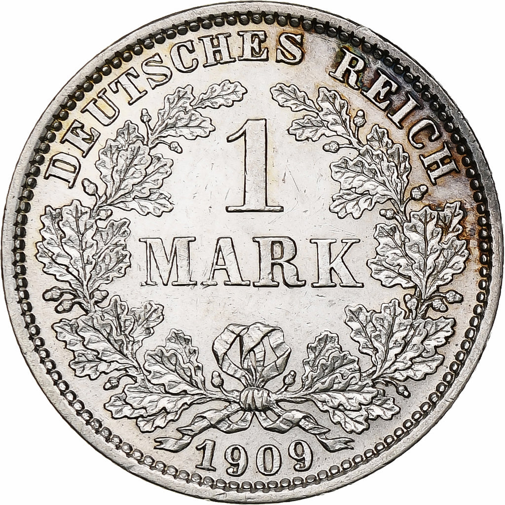 Germany, Wilhelm II, Mark, 1909, Muldenhütten, Silver, AU(55-58), KM:14