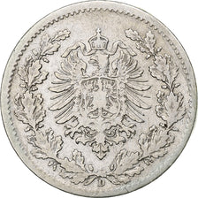 Germany, Wilhelm II, 50 Pfennig, 1877, Munich, Silver, VF(30-35), KM:8