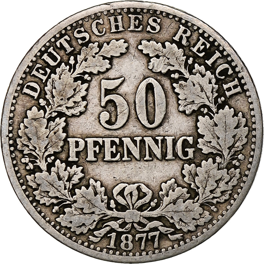 Germany, Wilhelm II, 50 Pfennig, 1877, Hannover, Silver, VF(30-35), KM:8