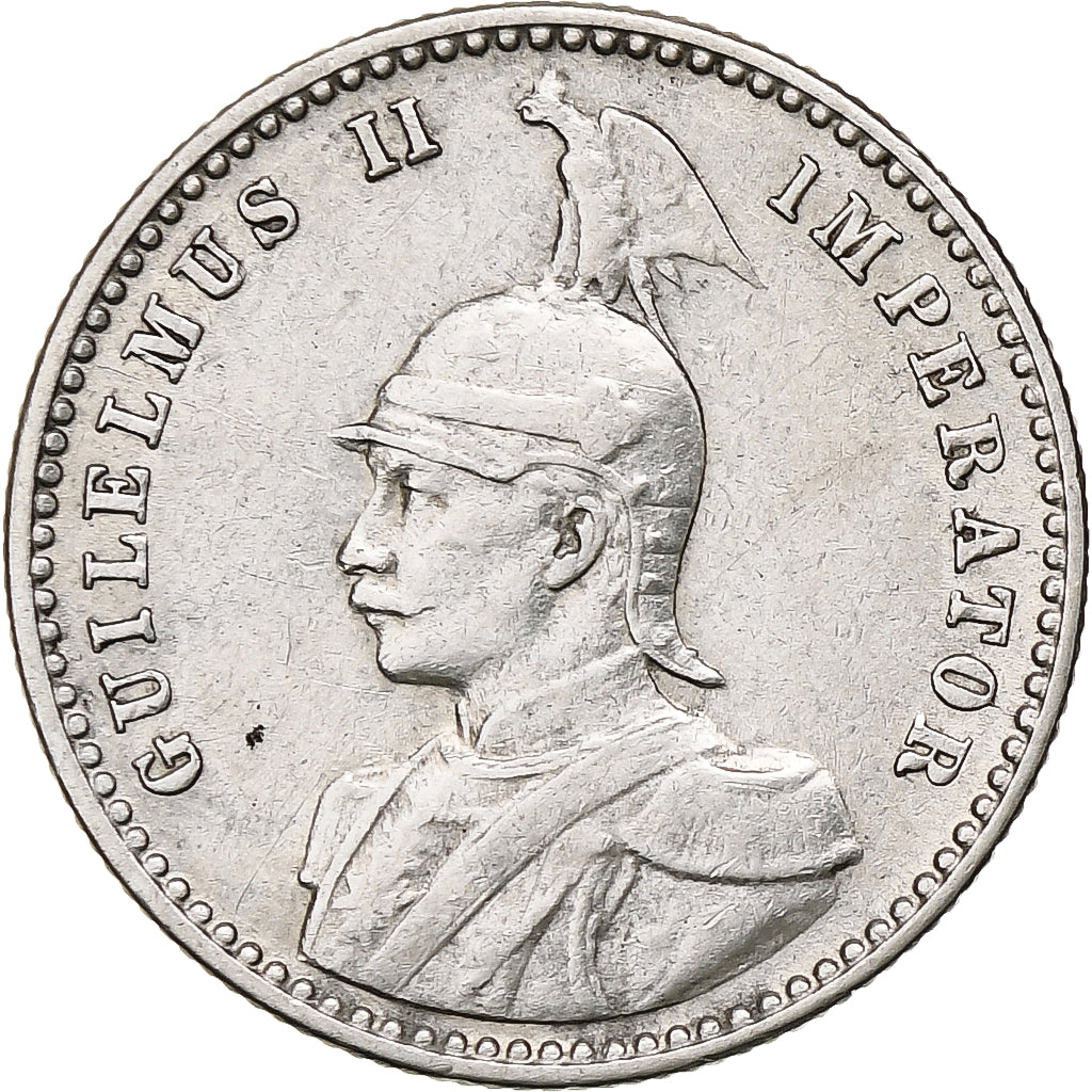 German East Africa, Wihelm II, 1/4 Rupie, 1910, Hambourg, Silver, EF(40-45)