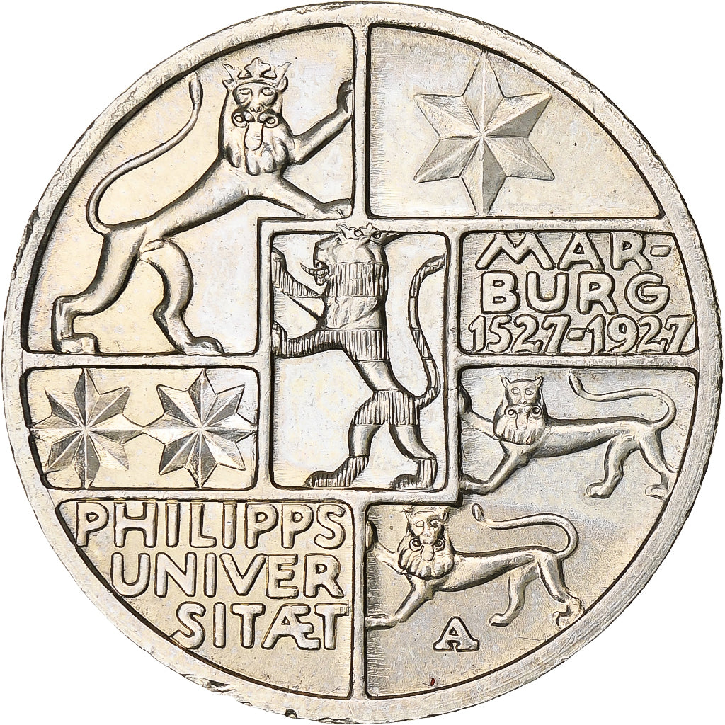 Germany, Weimar Republic, 3 Mark, University in Marburg, 1927, Berlin, Silver