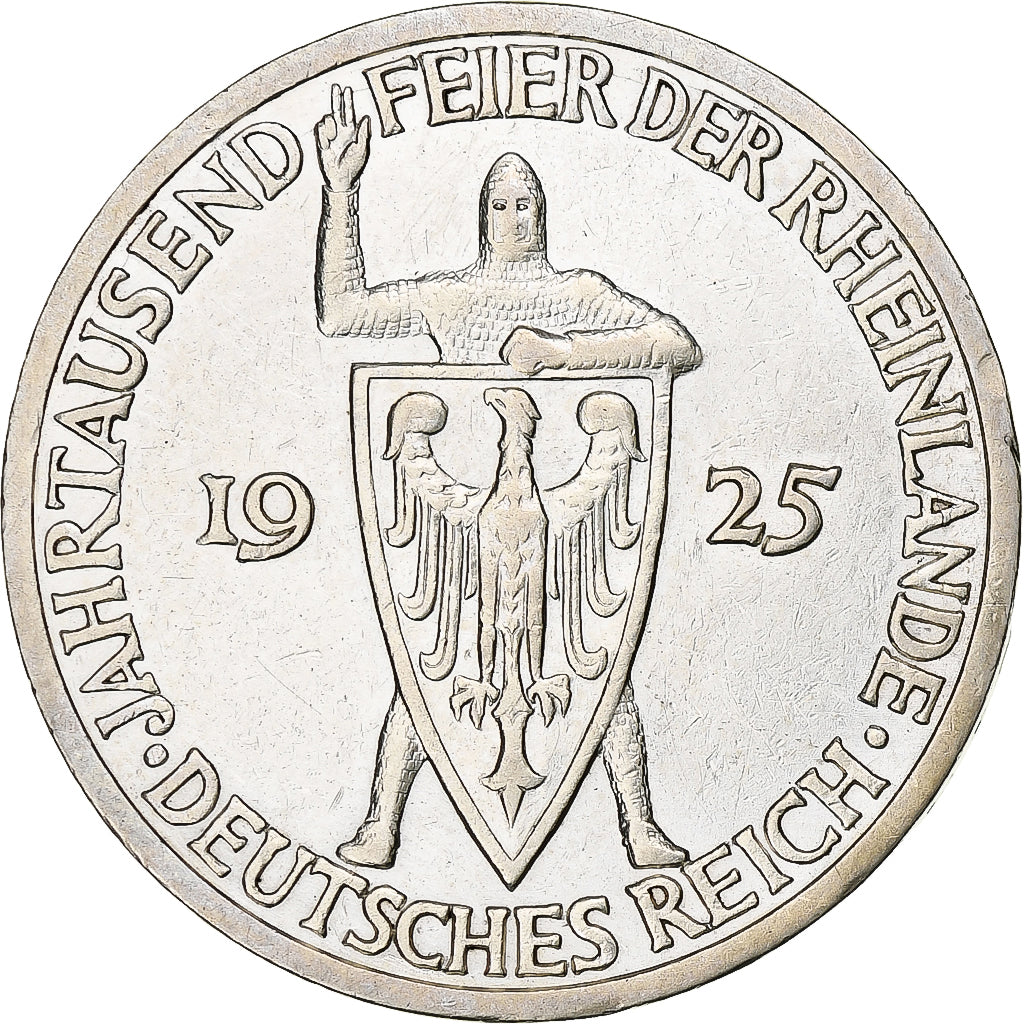 Germany, Weimar Republic, 3 Mark, Rhineland, 1925, Berlin, Silver, AU(50-53)