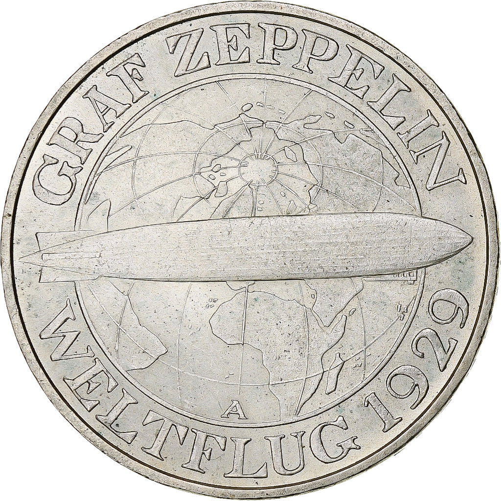 Germany, Weimar Republic, 3 Mark, Graf Zeppelin, 1930, Berlin, Silver