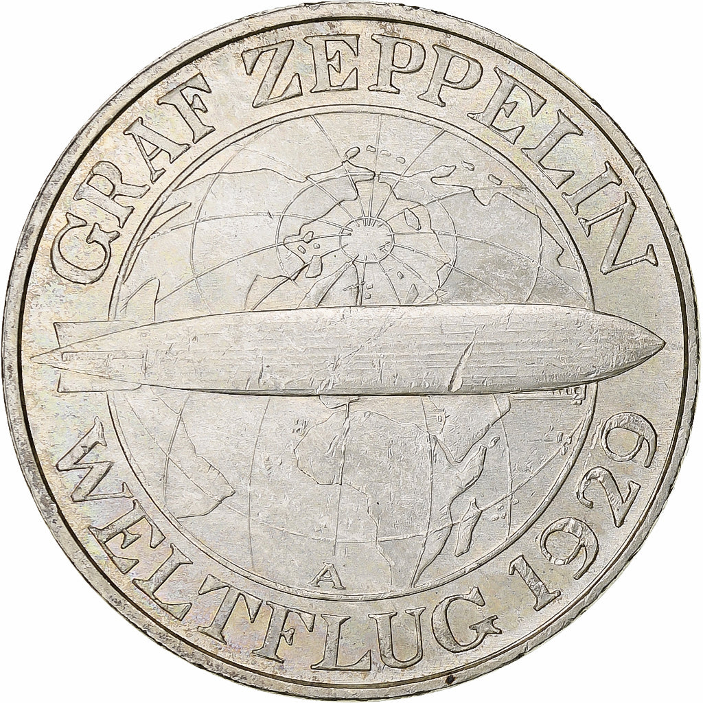 Germany, Weimar Republic, 3 Mark, Graf Zeppelin, 1930, Berlin, Silver