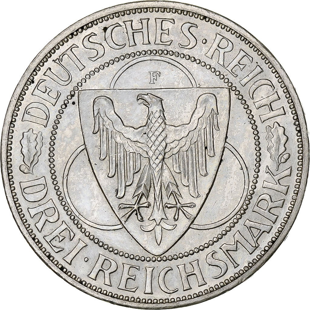 Germany, Weimar Republic, 3 Mark, Liberation of Rhineland, 1930, Stuttgart