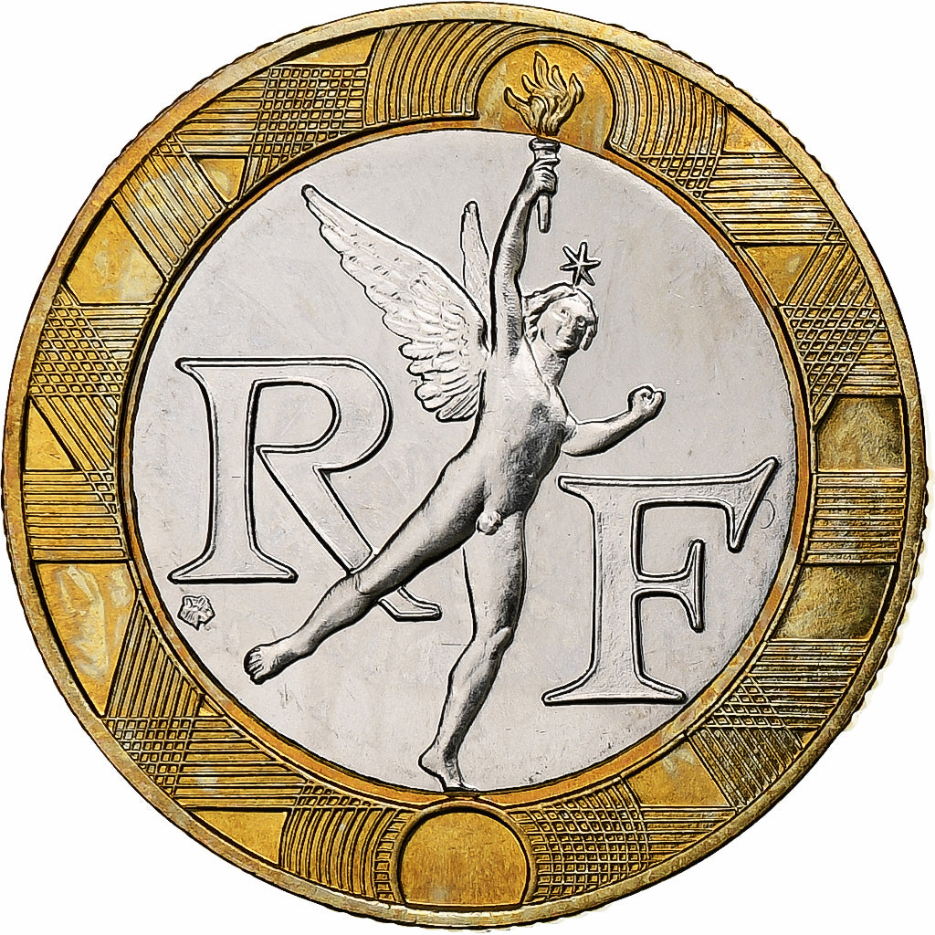 Francia, 10 Francs, Génie, 1990, Monnaie de Paris, série FDC, Bimetálico, SC