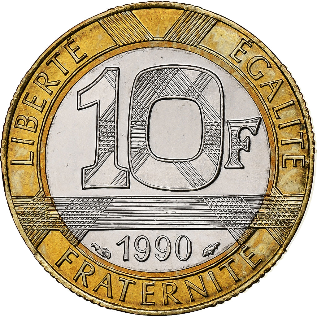 Francia, 10 Francs, Génie, 1990, Monnaie de Paris, série FDC, Bimetálico, SC