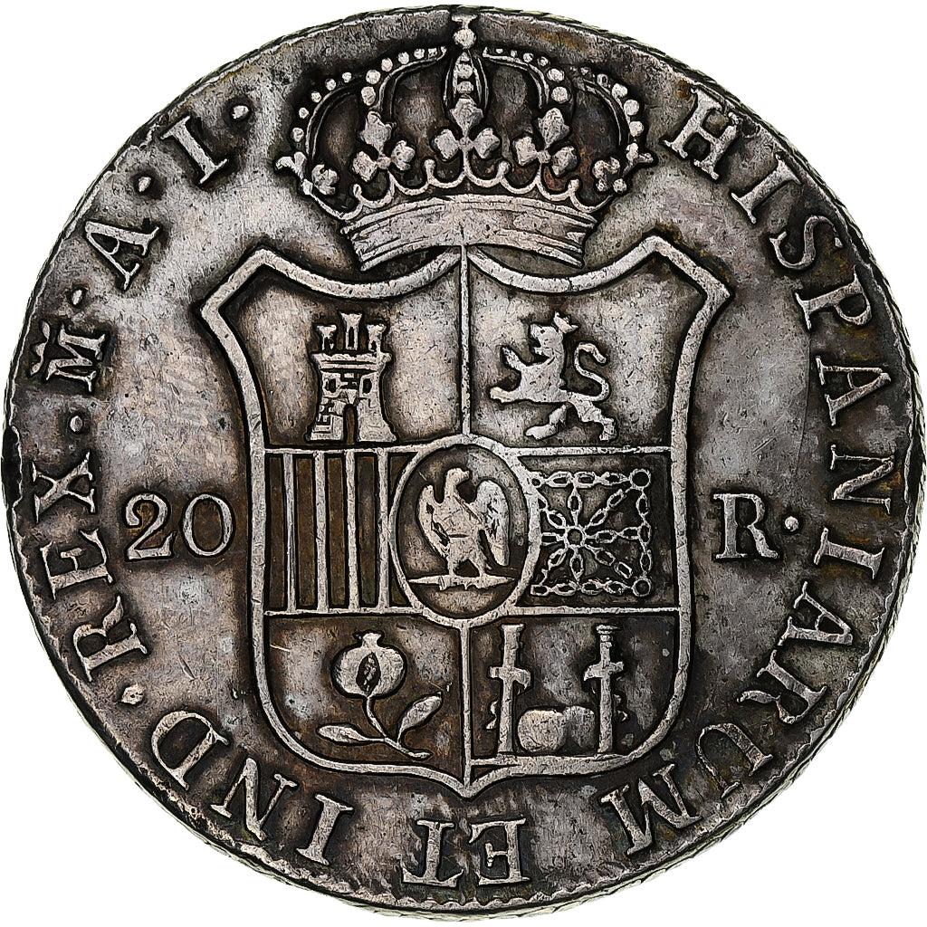 Spain, Joseph Napoleon, 20 Réales, 1812, Madrid, Silver, EF(40-45)