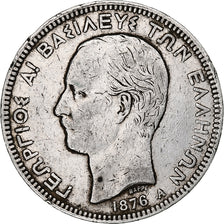 Greece, George I, 5 Drachmai, 1876, Paris, Silver, VF(30-35), KM:46