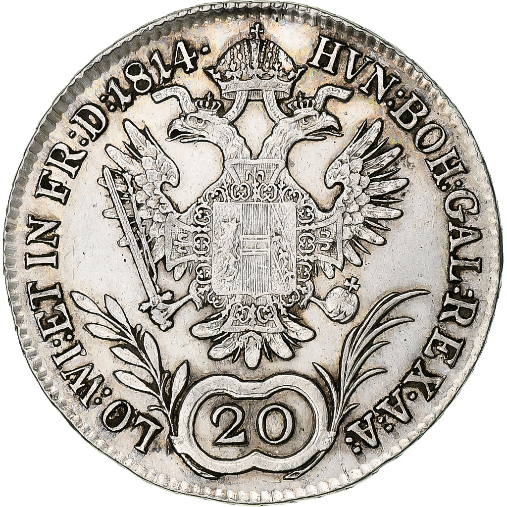 Áustria, Franz I, 20 Kreuzer, 1814, Vienna, Prata, EF(40-45), KM:2142