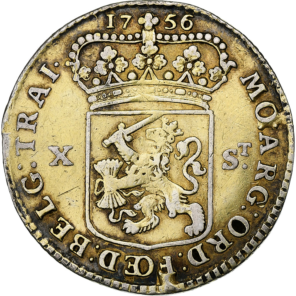 Netherlands, 10 Stuivers, 1756, Utrecht, Holed, Silver, VF(30-35), KM:110