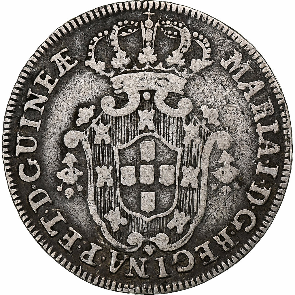 Angola, Portuguese colony, Maria I, 4 macutas, 1796, Lisbon, Argento, MB+, KM:32