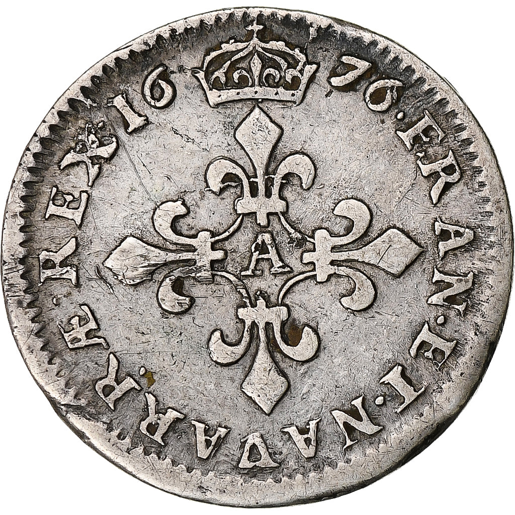 France, Louis XIV, 4 Sols des Traitants, 1676, Paris, Silver, VF(30-35)