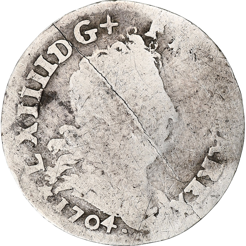 França, Louis XIV, 5 Sols aux insignes, 1704, Strasbourg, réformé, Prata