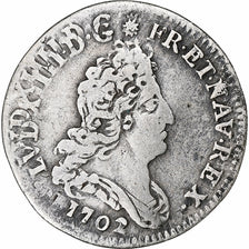 France, Louis XIV, 5 Sols aux insignes, 1702, Lyon, reformed, Silver