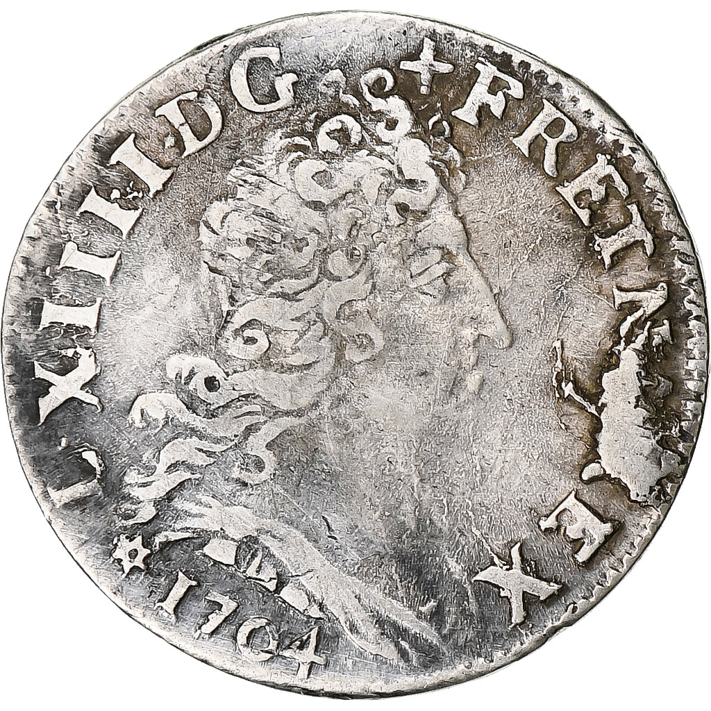 Francia, Louis XIV, 5 Sols aux insignes, 1704, Strasbourg, réformé, Argento