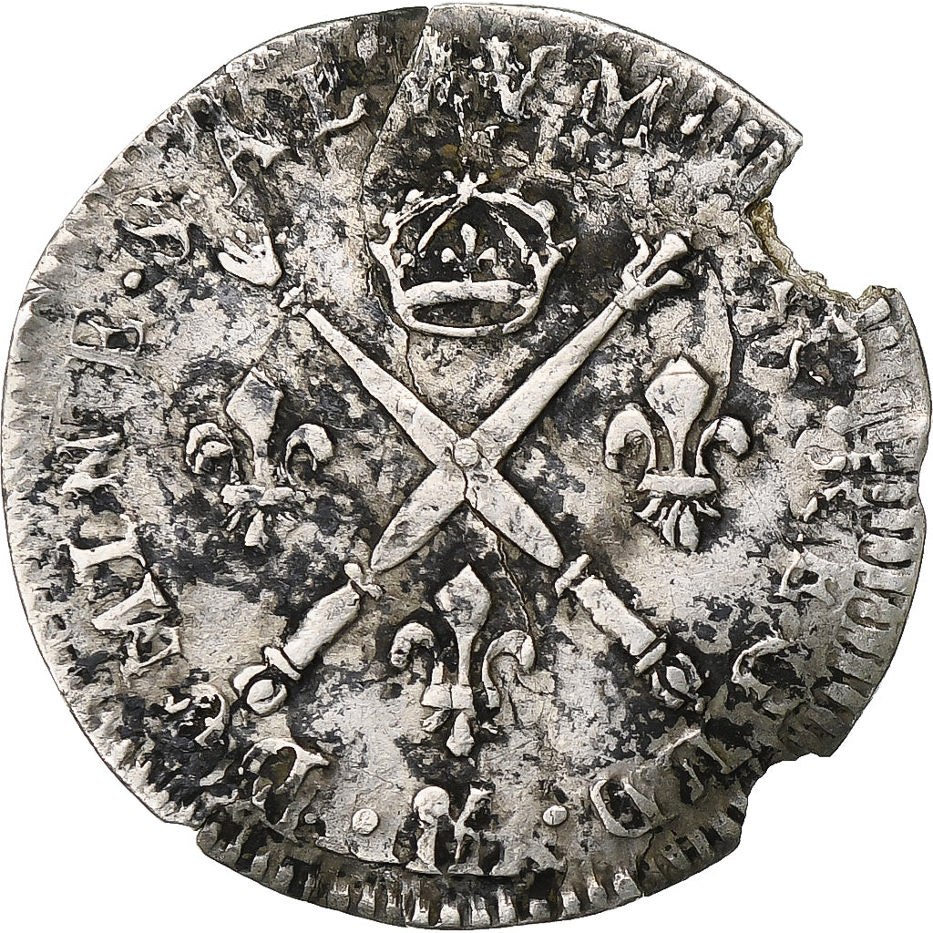 France, Louis XIV, 5 Sols aux insignes, 1703, réformé, Silver, VF(20-25)