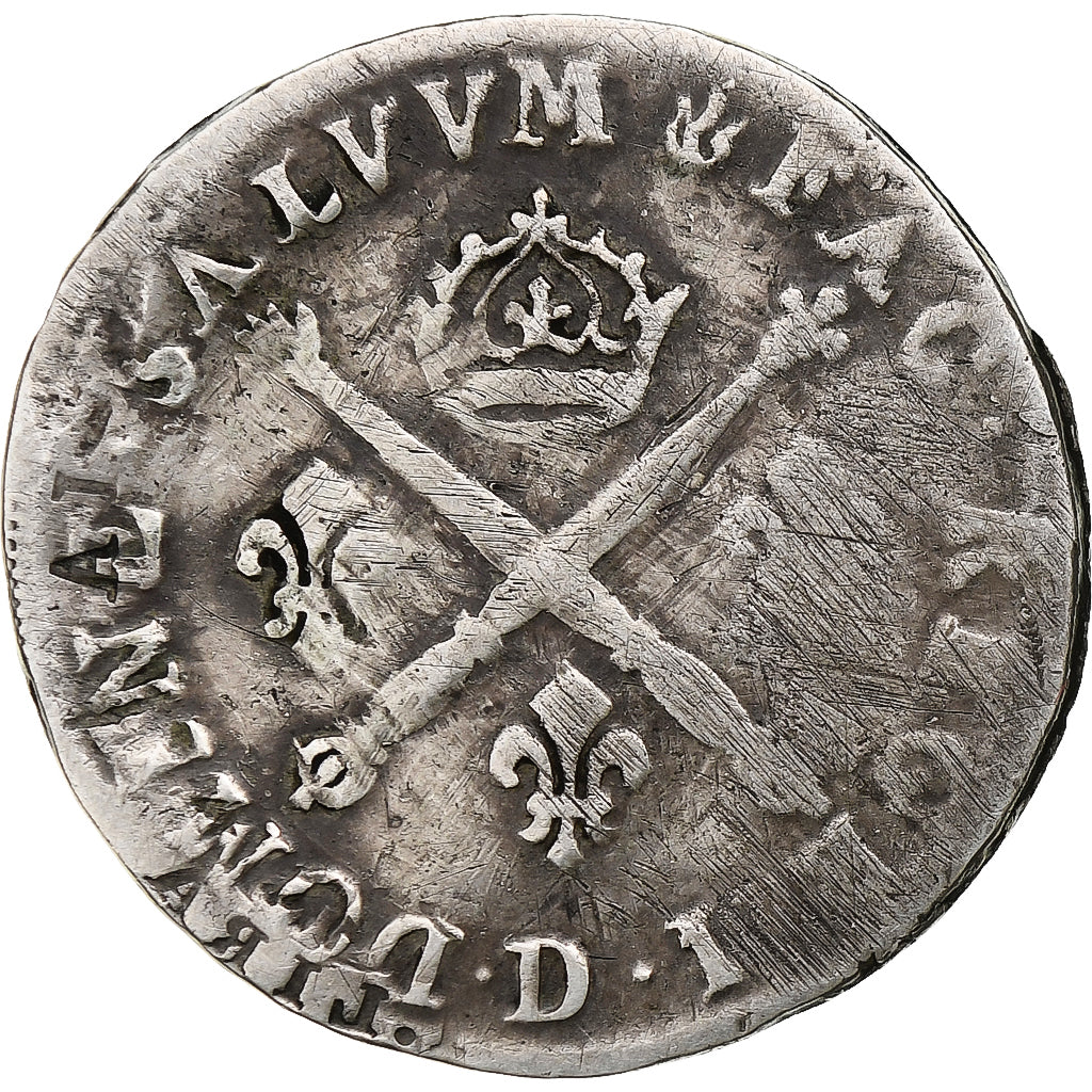 França, Louis XIV, 10 Sols aux insignes, 1706, Lyon, Prata, VF(30-35)