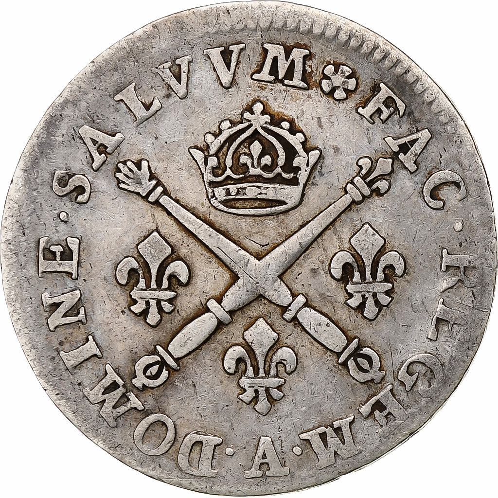 France, Louis XIV, 10 Sols aux insignes, 1705, Paris, Silver, VF(30-35)