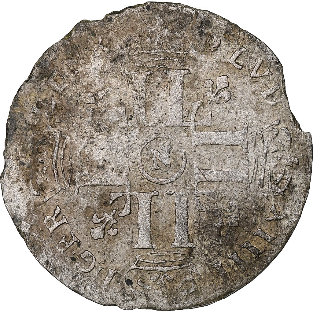França, Louis XIV, 15 Deniers, Montpellier, Lingote, F(12-15), Gadoury:91