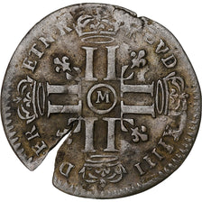 France, Louis XIV, 15 Deniers, 1693, Toulouse, countermarked lis, Billon