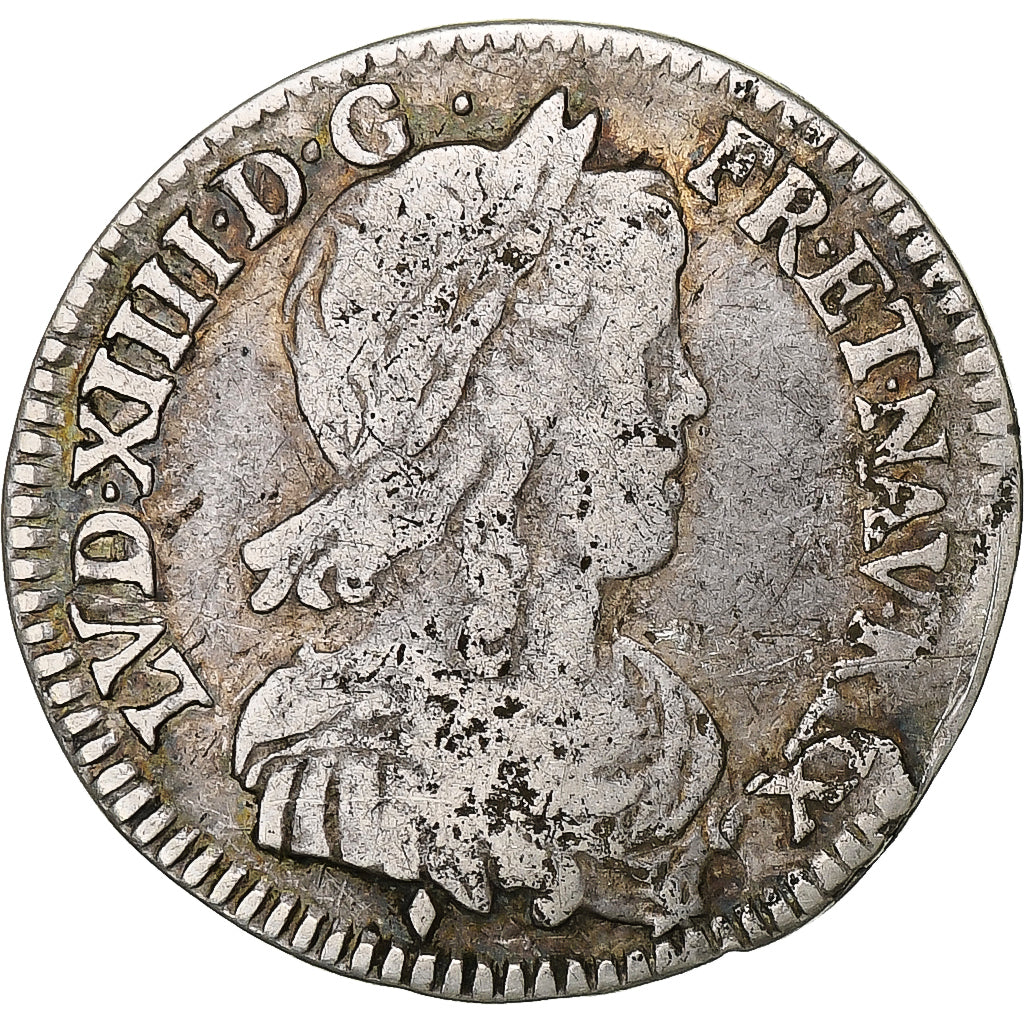 Frankrijk, Louis XIV, 1/12 Ecu à la mèche longue, 1659, Aix, Zilver, FR+