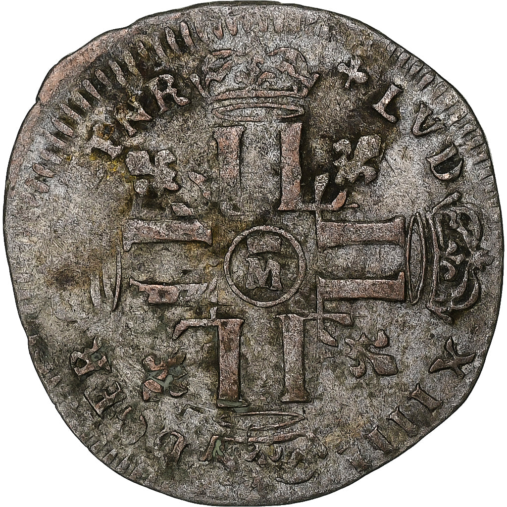 França, Louis XIV, 15 Deniers, 1693, Metz, réformé, Lingote, VF(30-35)