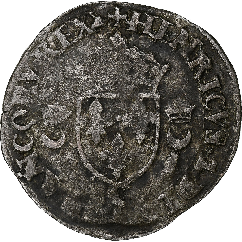 Frankrijk, Henri II, Douzain aux croissants, 1555, Saint-Lô, Billon, FR