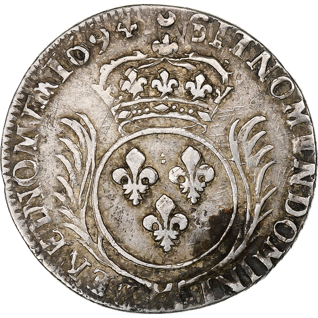 França, Louis XIV, 1/4 Ecu aux palmes, 1694, réformé, Prata, EF(40-45)