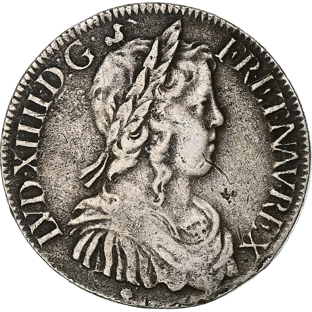 France, Louis XIV, 1/2 Écu à la mèche longue, 1655, Toulouse, Silver