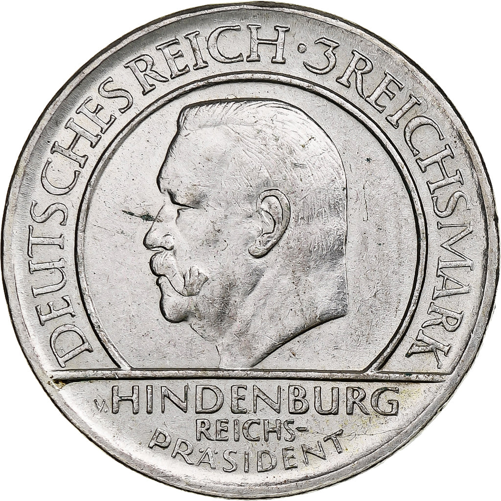 Germany, Weimar Republic, 3 Mark, Weimar Constitution, 1929, Stuttgart, Silver