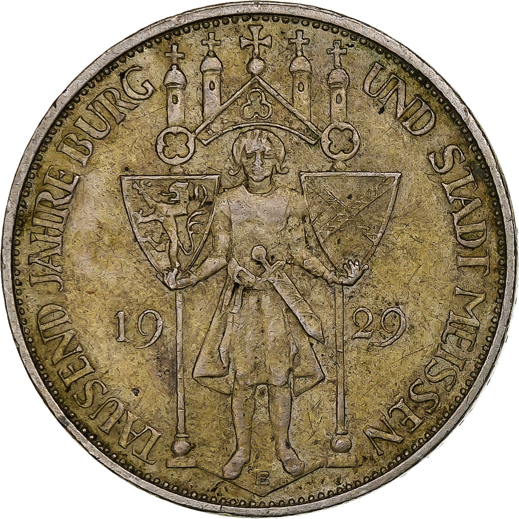 Duitsland, Weimarrepubliek, 3 Mark, Meissen, 1929, Muldenhütten, Zilver, ZF