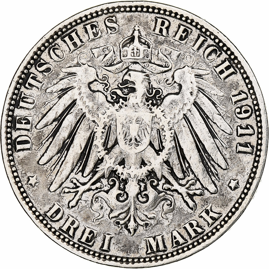 Germany, Kingdom of Bavaria, Otto, 3 Mark, 1911, Munich, Silver, EF(40-45)