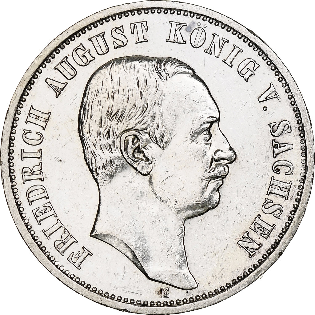 Germania, Kingdom of Saxony, Friedrich August III, 3 Mark, 1913, Muldenhütten