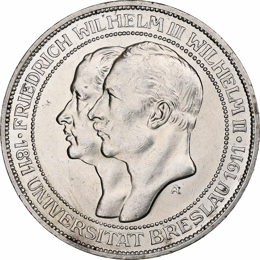 Kingdom of Prussia, Wilhelm II, 3 Mark, Wroclaw University, 1911, Berlin