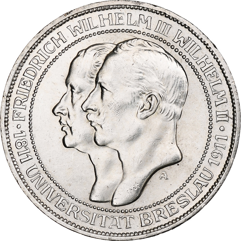 Kingdom of Prussia, Wilhelm II, 3 Mark, Wroclaw University, 1911, Berlin