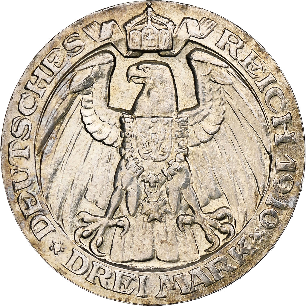 Royaume de Prusse, Wilhelm II, 3 Mark, University of Berlin, 1910, Berlin