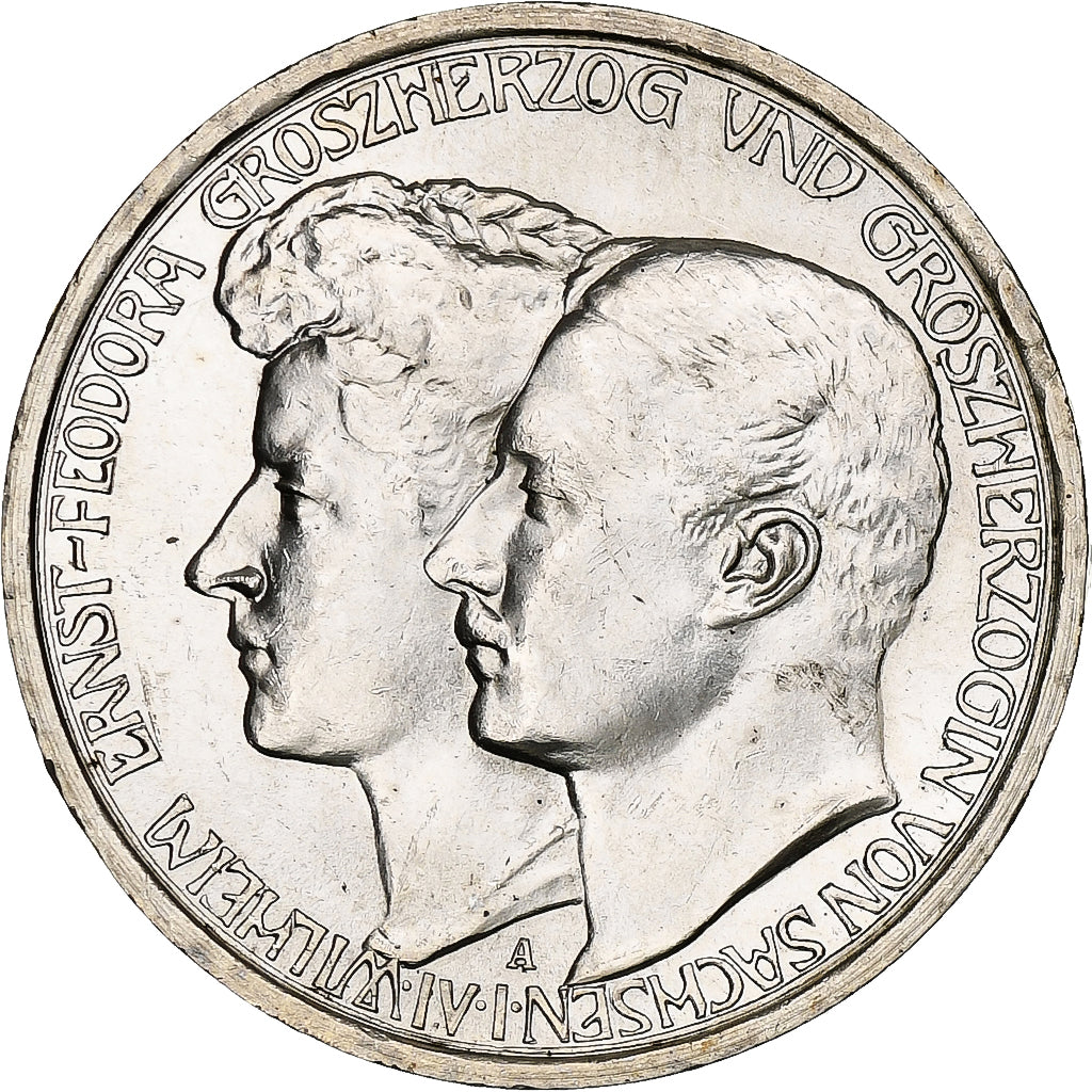 Germany, Kingdom of Saxony, Wilhelm Ernst, 3 Mark, Duke's Marriage, 1910