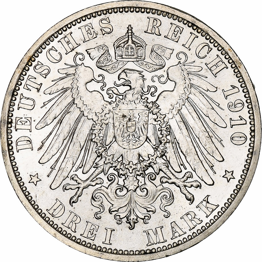 Germany, Kingdom of Saxony, Wilhelm Ernst, 3 Mark, Duke's Marriage, 1910