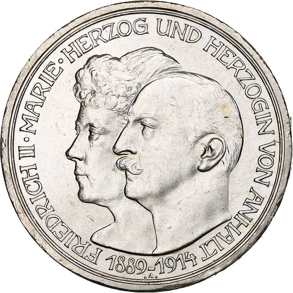 Germany, Anhalt-Dessau, Friedrich II, 3 Mark, Duke's Marriage, 1914, Berlin