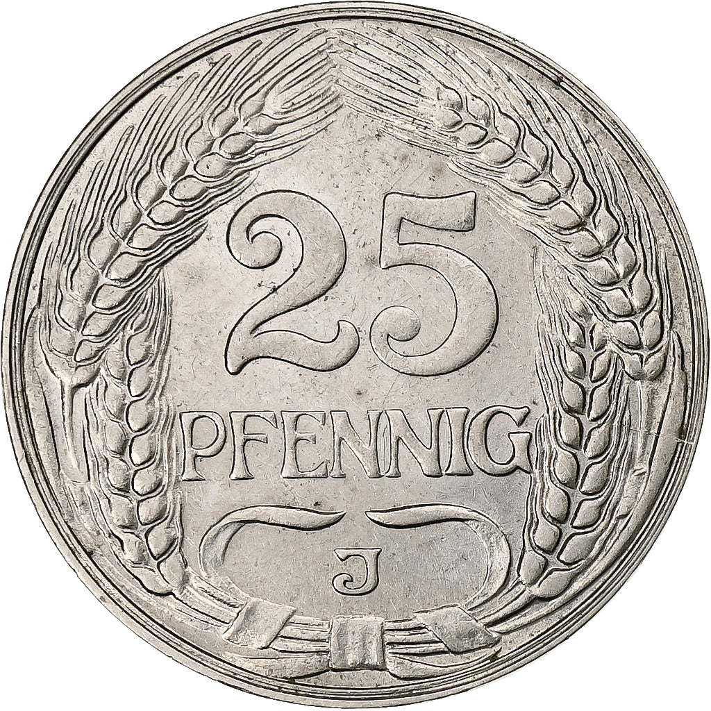 Germany, 25 Pfennig, 1912, Hamburg, Nickel, AU(50-53), KM:18