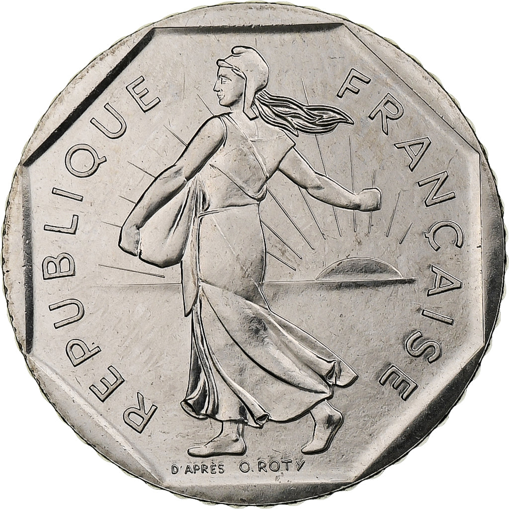 Francia, 2 Francs, Semeuse, 1990, Monnaie de Paris, série FDC, Níquel, SC