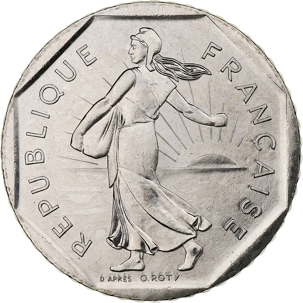 France, 2 Francs, Semeuse, 1990, Monnaie de Paris, série FDC, Nickel, SPL