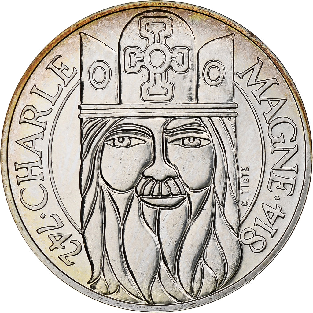 France, 100 Francs, Charlemagne, 1990, Monnaie de Paris, série FDC, Silver