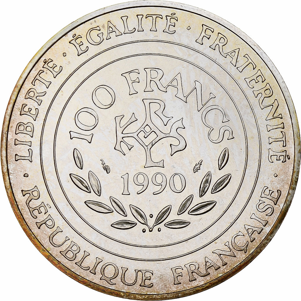 France, 100 Francs, Charlemagne, 1990, Monnaie de Paris, série FDC, Silver