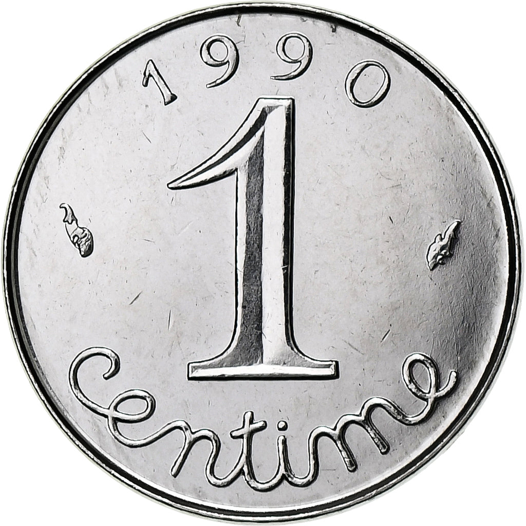 France, Centime, Épi, 1990, Monnaie de Paris, Stainless Steel, MS(63)