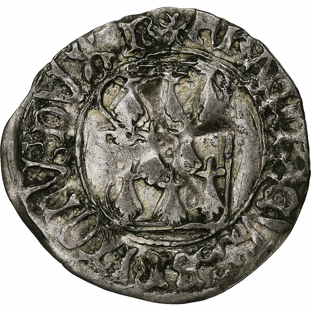 Duché de Bretagne, François Ier, Blanc à la targe, 1442-1450, Rennes, Billon