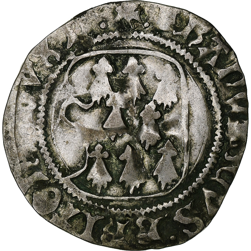 Duchy of Brittany, François II, Blanc à la targe, 1484-1488, Nantes, Vellón