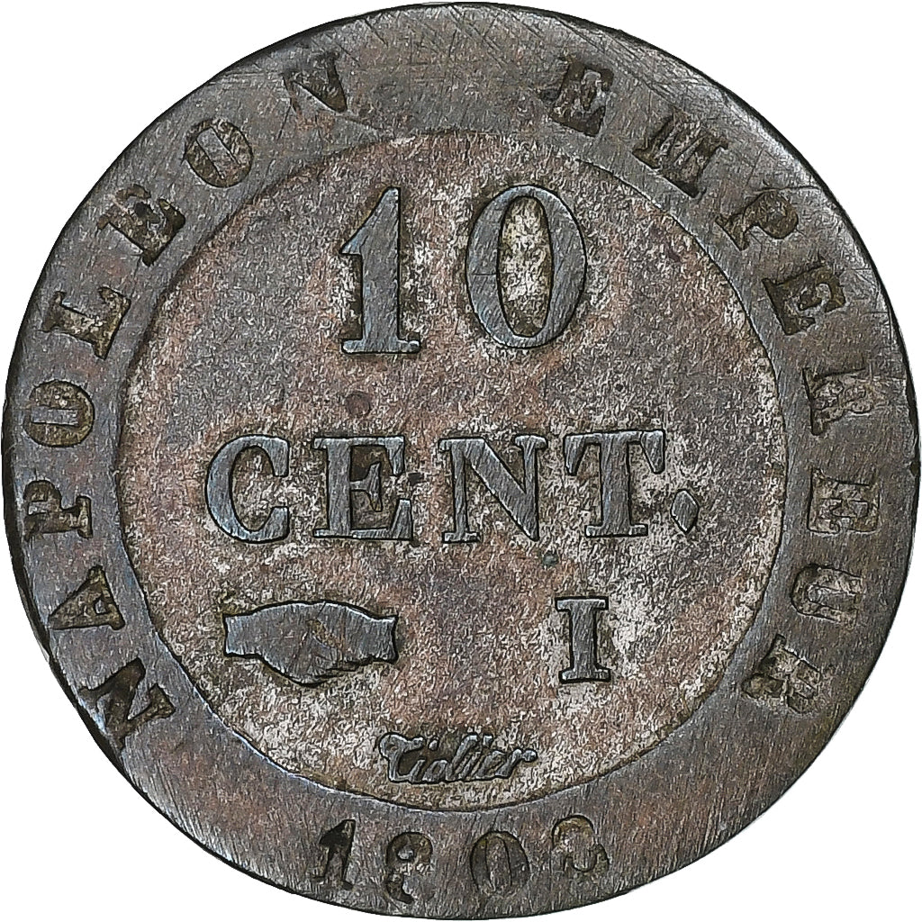 France, Napoleon I, 10 Centimes, 1808, Limoges, Billon, VF(30-35), Gadoury:190