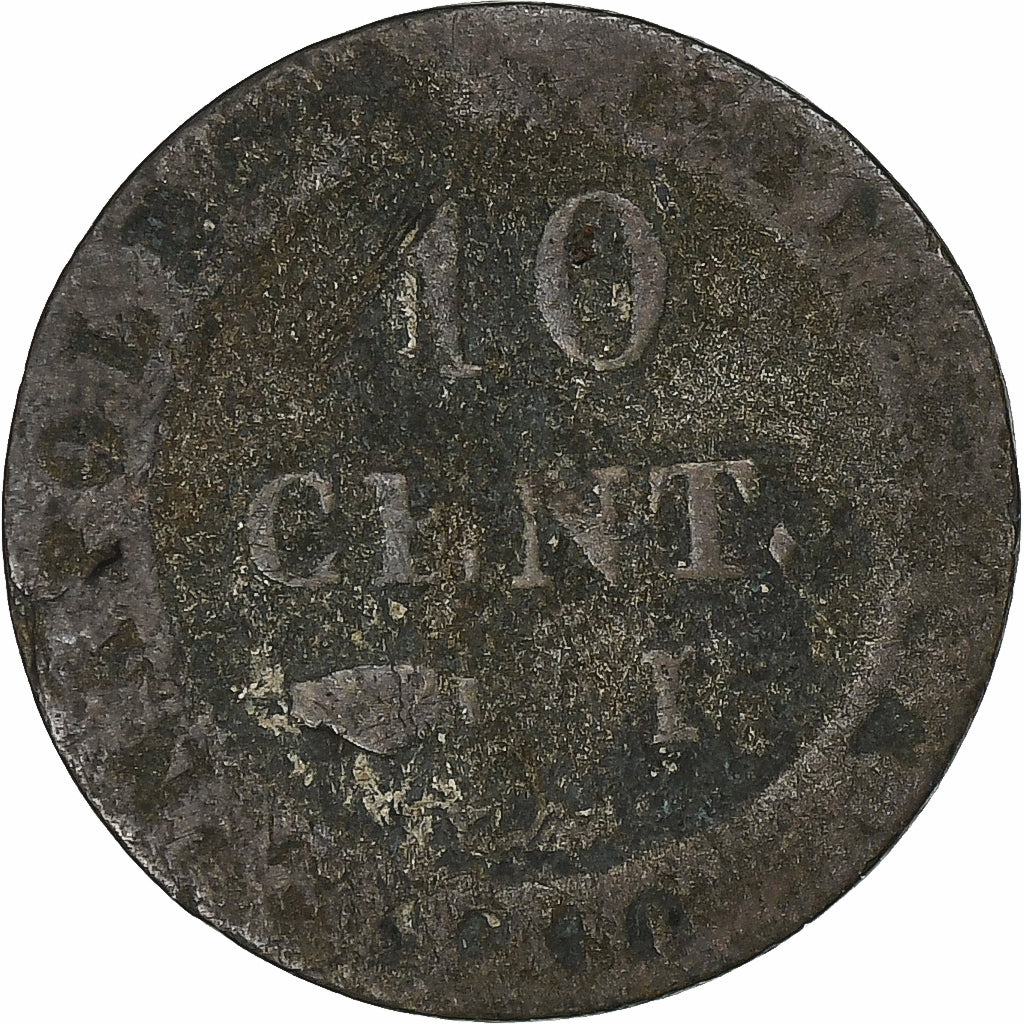 Francja, Napoleon I, 10 Centimes, 1810, Limoges, Bilon, F(12-15), Gadoury:190